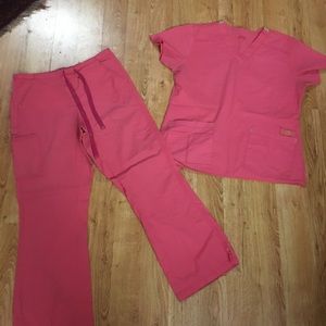 Spread Good Cheer Scrub Set Pink Lime Green